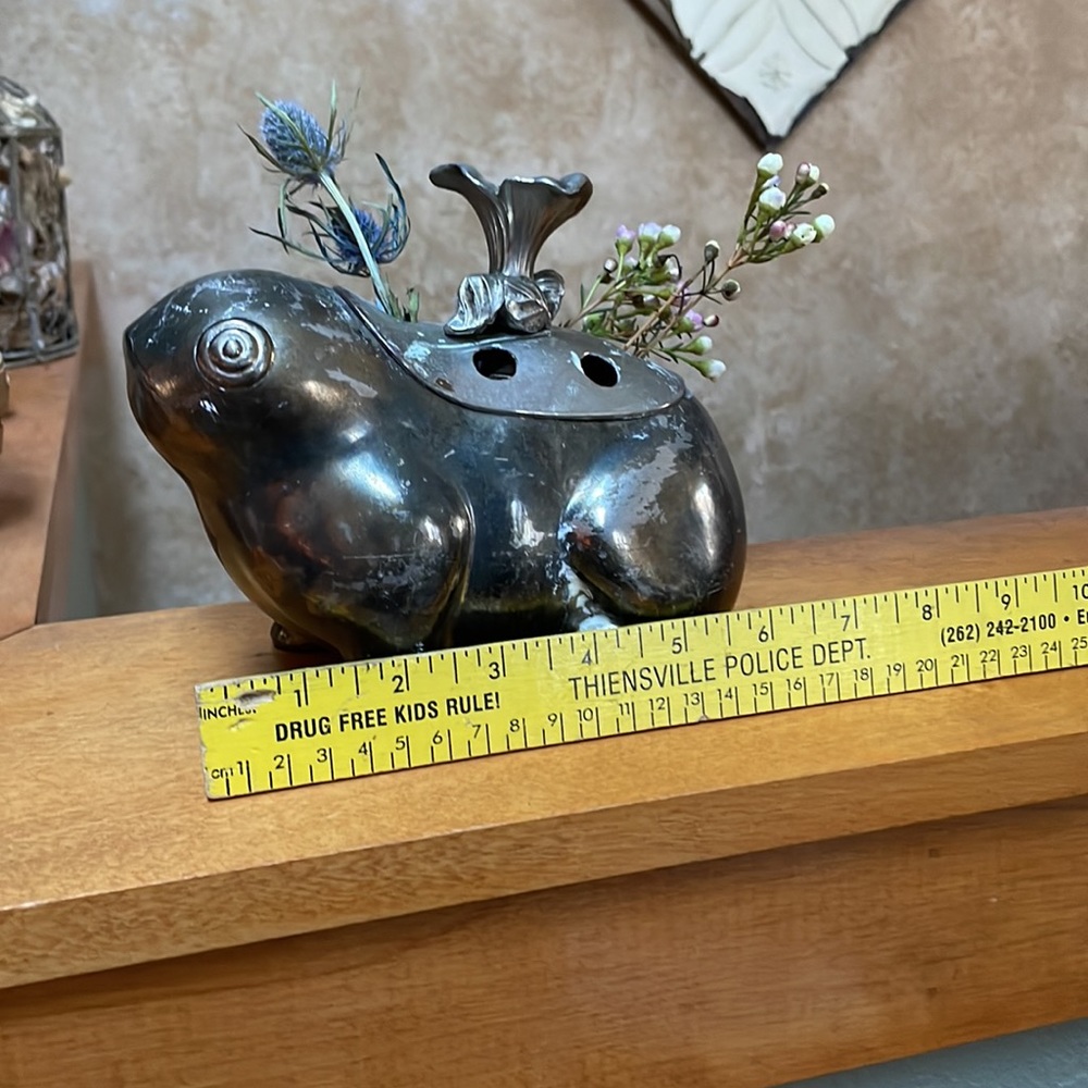 Vintage Silver Tone Frog Floral Frog - Picture 7 of 12